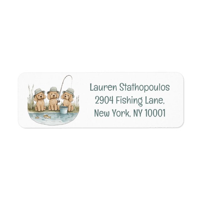 Goldendoodle Dogs Fishing Label (Front)