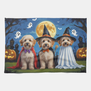 Goldendoodle Dogs Pumpkin Halloween Funny Kitchen Towel