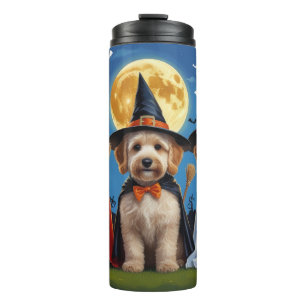 Goldendoodle Dogs Pumpkin Halloween Funny Thermal Tumbler