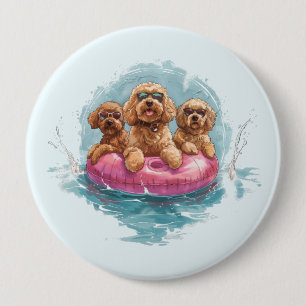 Goldendoodle Dogs Summer Pineapple Pool Float Button
