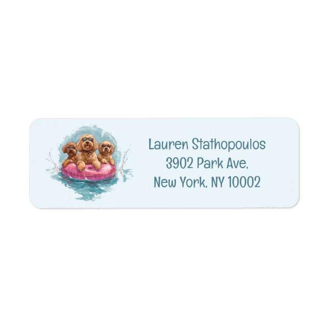 Goldendoodle Dogs Summer Pineapple Pool Float Label (Front)