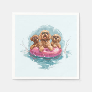 Goldendoodle Dogs Summer Pineapple Pool Float Napkins
