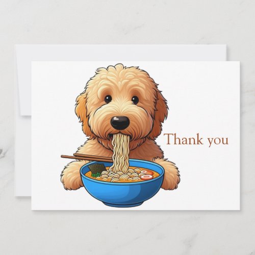 Goldendoodle Eating Ramen Thank You Card