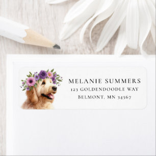 Goldendoodle Flower Crown Return Address Label