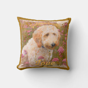 Goldendoodle fun cute throw pillow