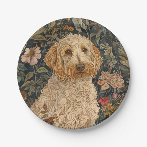 Goldendoodle Garden Tapestry Birthday Party Paper Plates