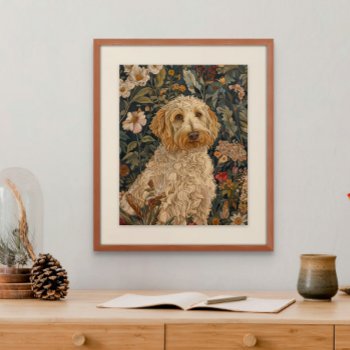 Goldendoodle Garden Tapestry Birthday Party Poster by AntiqueImages at Zazzle