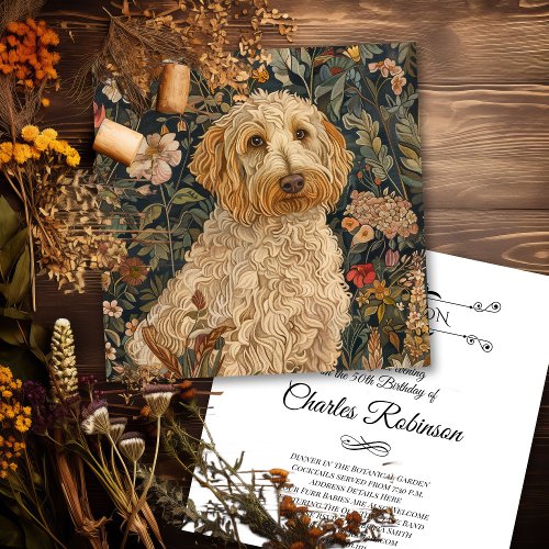 Goldendoodle Garden Tapestry Birthday Party Thank You Card