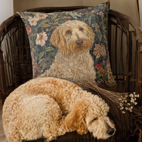 Goldendoodle Garden Tapestry Birthday Party Throw Pillow