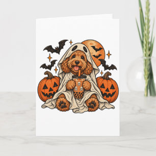 Goldendoodle Ghost Boba Cute Halloween Dog Humor Card