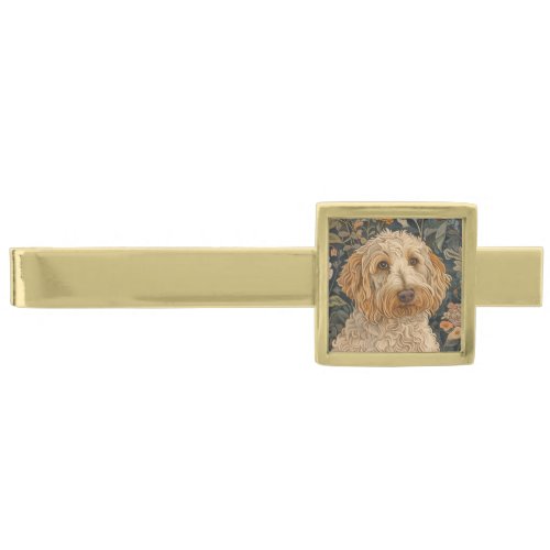 Goldendoodle Gold Finish Tie Bar