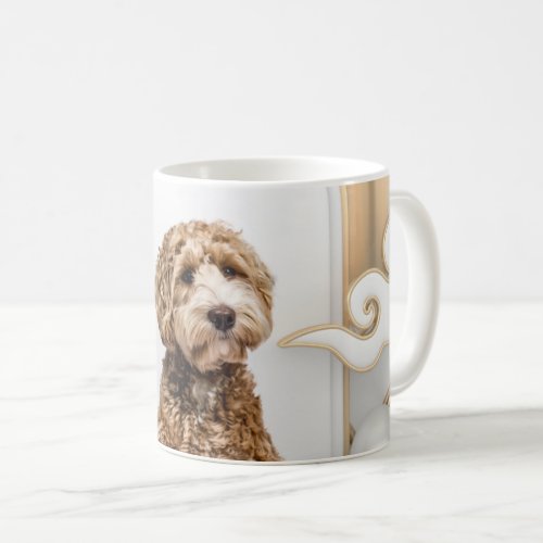 Goldendoodle Golden Background Photo Collage Coffee Mug