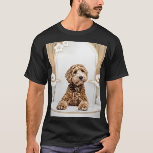 Goldendoodle Golden Background Photo Collage T_Shirt