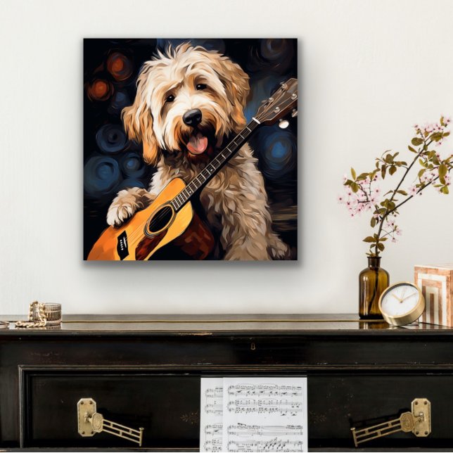 Goldendoodle Guitar Painting Metal Print (Creator Uploaded)