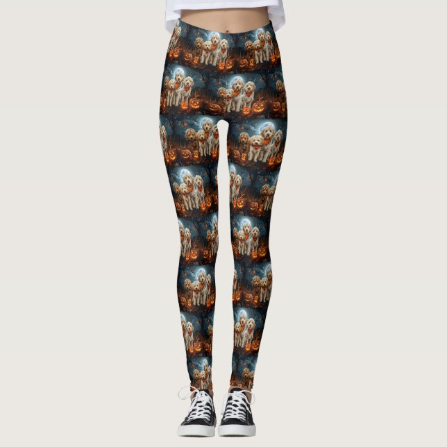 Goldendoodle Halloween Spooky  Leggings (Front)
