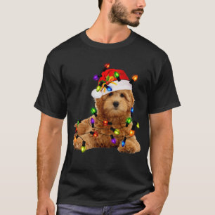 Goldendoodle Hat Santa Funny Christmas Light T-Shirt