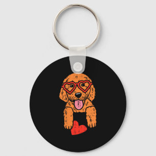 Goldendoodle Heart Pocket Cute Valentines Day Dog Keychain
