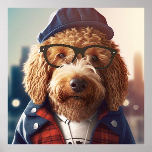 Goldendoodle Hipster Dog Poster