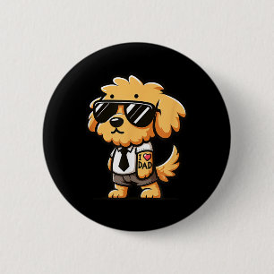 Goldendoodle I Love Dad Funny Dog Tattoo Button