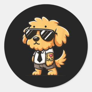 Goldendoodle I Love Dad Funny Dog Tattoo  Classic Round Sticker