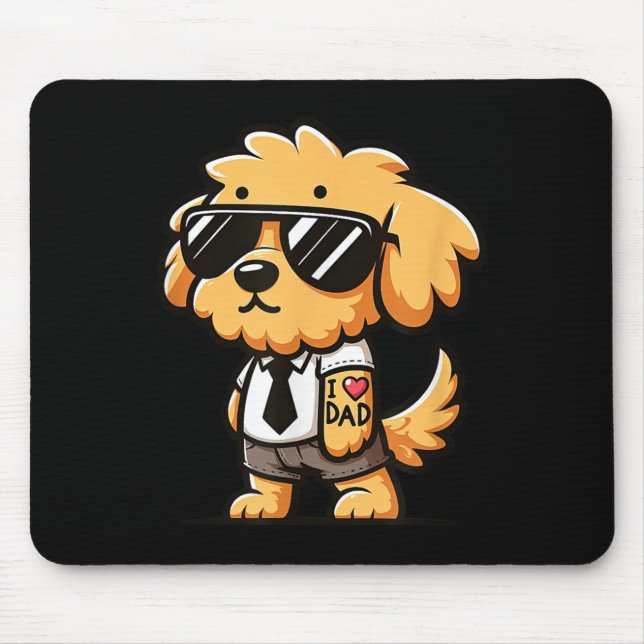 Goldendoodle I Love Dad Funny Dog Tattoo  Mouse Pad (Front)