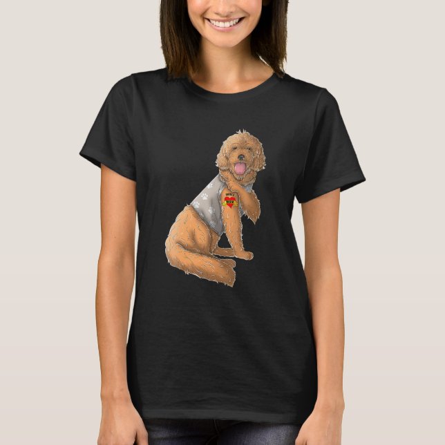 Goldendoodle I Love Mom Tattoo Dog Funny Mother's T-Shirt (Front)