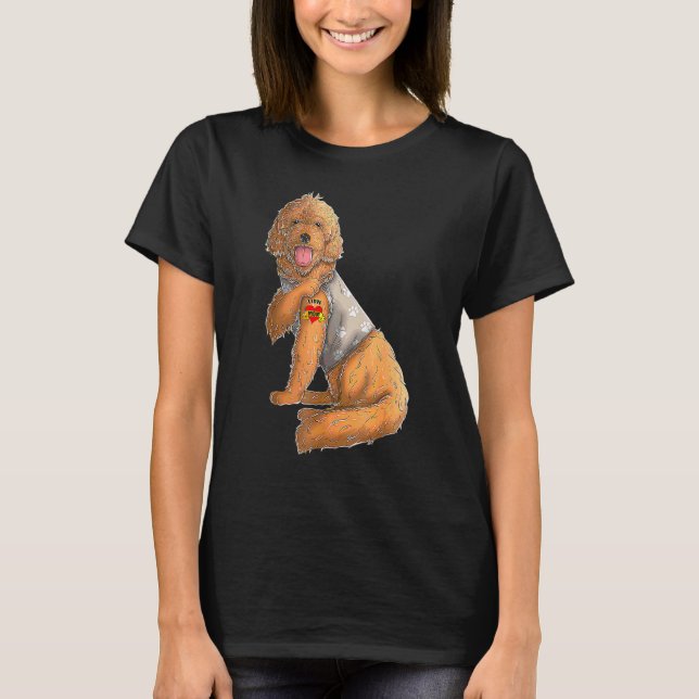 Goldendoodle I Love Mom Tattoo Dog  Mother's Day 1 T-Shirt (Front)