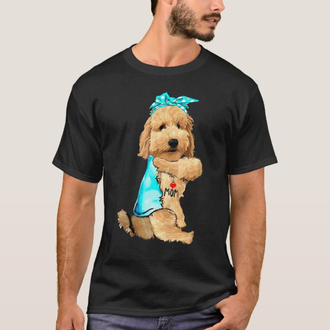 Goldendoodle I Love Mom Tattoo Dog  Mother's Day T-Shirt (Front)
