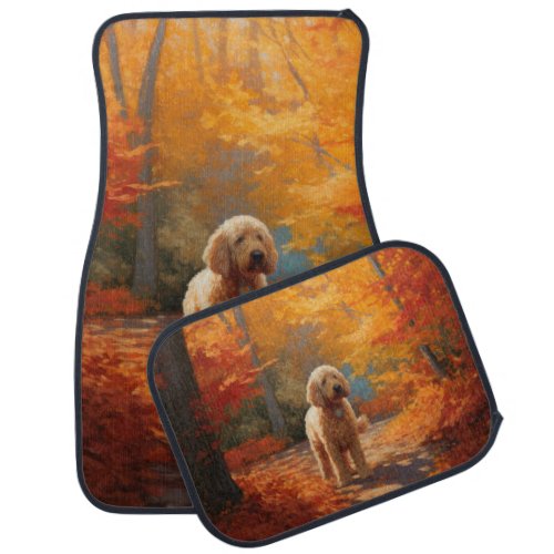 Goldendoodle in Autumn Leaves Fall Inspire  Car Floor Mat