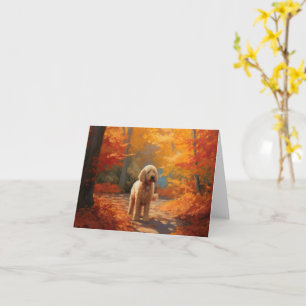Goldendoodle in Autumn Leaves Fall Inspire Card