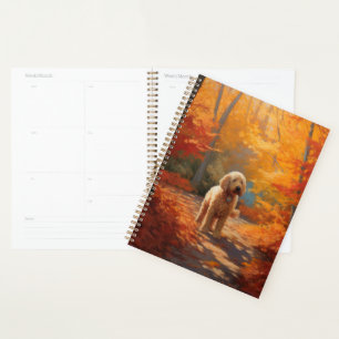 Goldendoodle in Autumn Leaves Fall Inspire  Planner