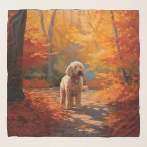 Goldendoodle in Autumn Leaves Fall Inspire  Scarf