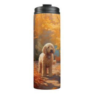 Goldendoodle in Autumn Leaves Fall Inspire Thermal Tumbler