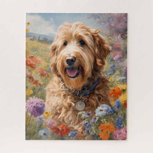 Goldendoodle in Bloom Jigsaw Puzzle