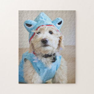Goldendoodle In Shark Costume Jigsaw Puzzle