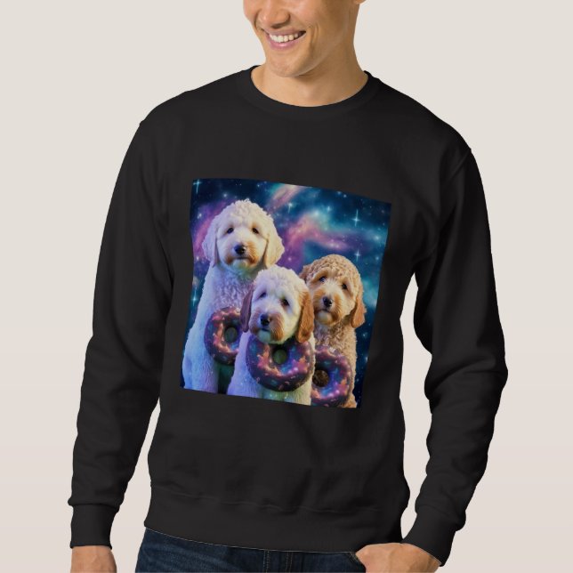Goldendoodle In Space With Donuts Cute Doodle Boys Sweatshirt (Front)