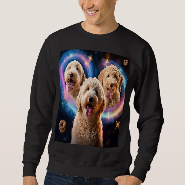 Goldendoodle In Space With Donuts Cute Doodle Boys Sweatshirt (Front)