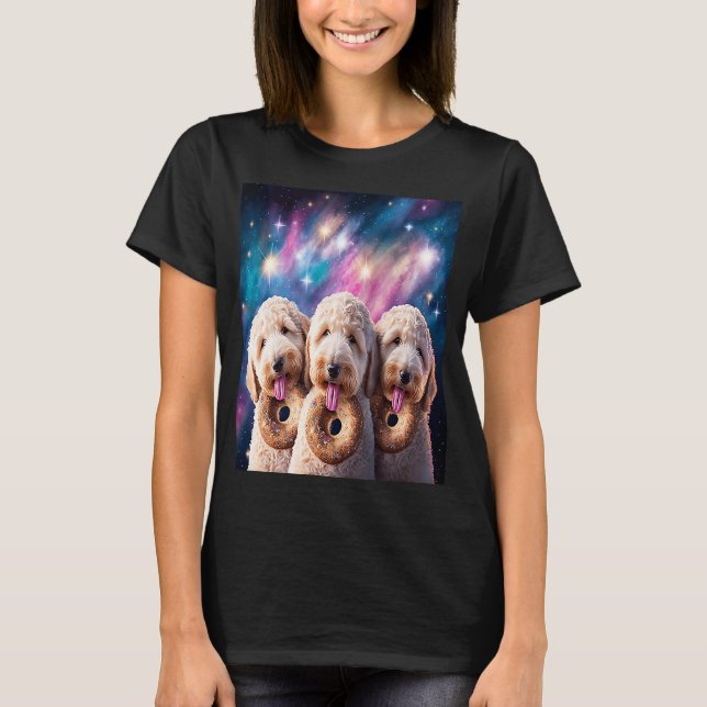 Goldendoodle In Space With Donuts Cute Doodle Boys T-Shirt (Front)