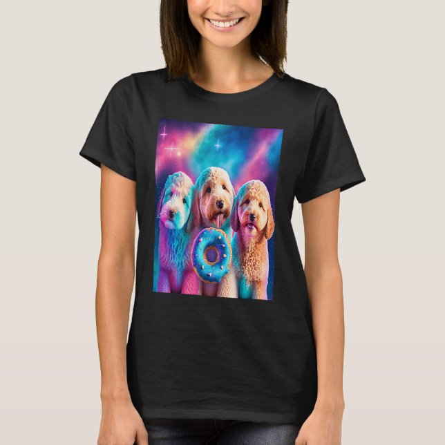Goldendoodle In Space With Donuts Cute Doodle Boys T-Shirt (Front)