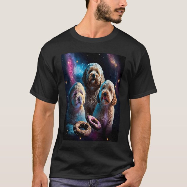 Goldendoodle In Space With Donuts Cute Doodle Boys T-Shirt (Front)