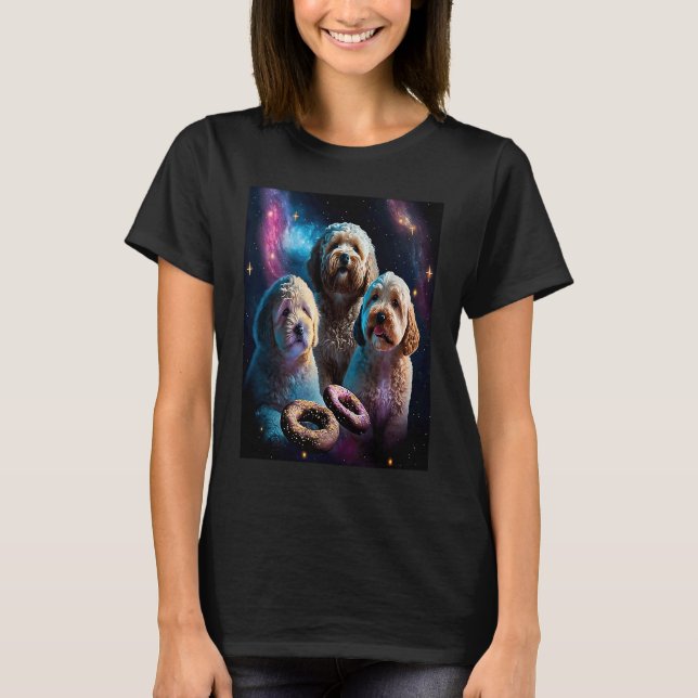Goldendoodle In Space With Donuts Cute Doodle Boys T-Shirt (Front)