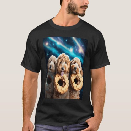 Goldendoodle In Space With Donuts Cute Doodle Boys T_Shirt
