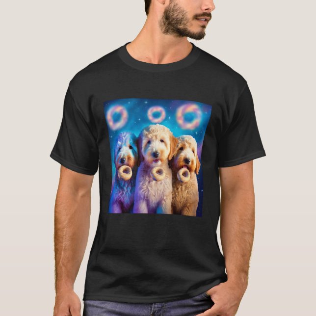 Goldendoodle In Space With Donuts Cute Doodle Boys T-Shirt (Front)
