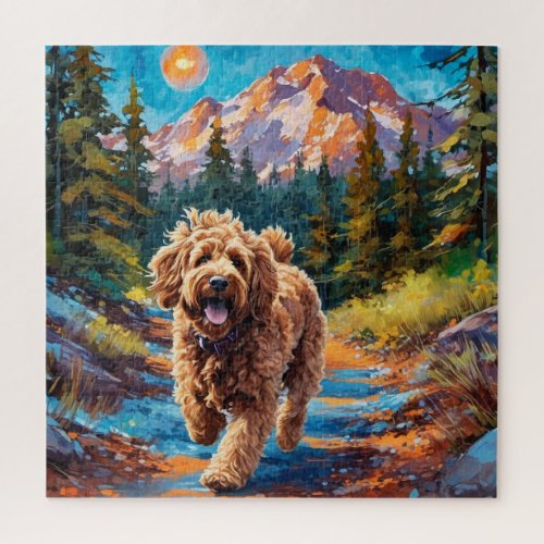 Goldendoodle in the Mountains Jigsaw Puzzle