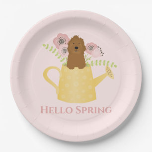 Goldendoodle In Watering Can Paper Plates