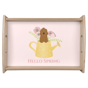 Goldendoodle In Watering Can Serving Tray