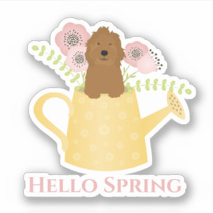 Goldendoodle In Watering Can Sticker