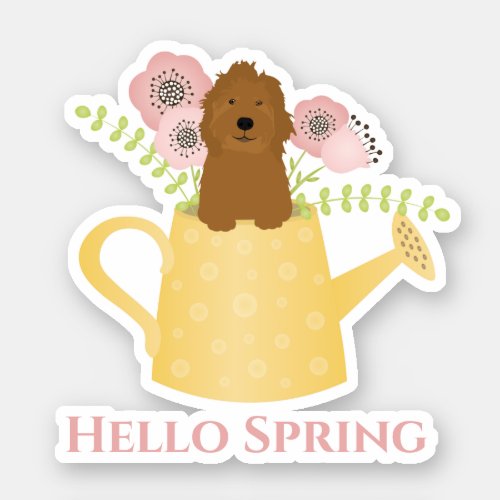Goldendoodle In Watering Can Sticker