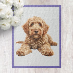 Goldendoodle Jigsaw Puzzle<br><div class="desc">Unleash your inner puzzle enthusiast with our Goldendoodle Jigsaw Puzzle! This puzzle features an adorable goldendoodle, as well as a purple border. Whether you're unwinding after a long day or looking for a fun activity with friends and family, this Goldendoodle Jigsaw Puzzle offers hours of engaging entertainment. Dive into the...</div>