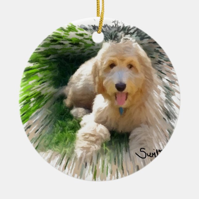 Goldendoodle Labradoodle Ceramic Ornament (Front)